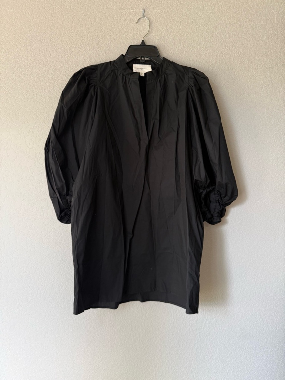 Pomander Place 100% Cotton Black Puff-Sleeve Dress